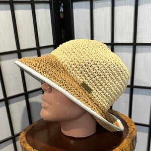 Hurley Tan and Cream Straw Weaved Summer Sun Women's Hat
